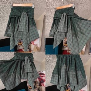 Unique Up-cycled Grunge Bleach-dip  Fairy Baddie plaid mini Skirt xxs/xs